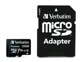 Verbatim Premium microSDXC Pro 128GB + Adaptér / Paměťová karta / UHS-I (U1) / Class 10 / V10 / R: až 90MBs / W: 10MBs (44085-V)