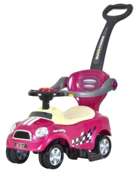 ECOTOYS Odrážedlo se zvuky a vodící tyčí Auto fialová
