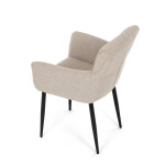 Židle jídelní, snadno čistitelná krémová látka, černý matný lak, kovové nohy