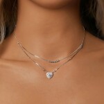 Stříbrný dvojitý náhrdelník Cristy 1 ct MOISSANITE + CERTIFIKÁT, Stříbrná 40 cm + 5 cm (prodloužení) certifikát GRA, hadřík na čištění stříbra, dárková krabička