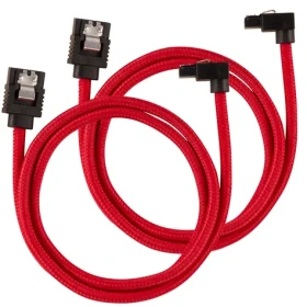 Corsair Premium Sleeved SATA 6Gbps kabel lomený červená (2ks) / rovný + pravoúhlý konektor / délka 60cm (CC-8900284)