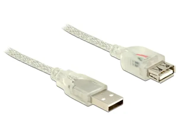 Delock prodlužovací kabel USB 2.0 Typ-A samec USB 2.0 Typ-A samice / 2 m / transparentní (83883)