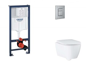 GROHE - Rapid SL Set předstěnové instalace, klozetu, sedátka SoftClose a tlačítka Skate Cosmopolitan, kartáčovaná nerezová ocel SANI11BB2124