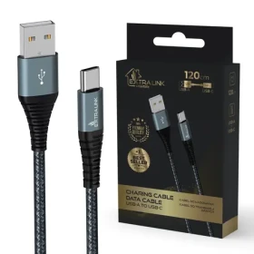 Extralink Smart Life černý / Nabíjecí a datový kabel / USB-A - USB-C / 120cm / 15W (CABESL08)