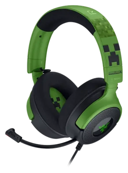 Razer Kraken V4 X Minecraft Edition černá/zelená / Herní sluchátka / Mikrofon / 7.1 / RGB / USB-A / USB-C (RZ04-05180200-R3M1)
