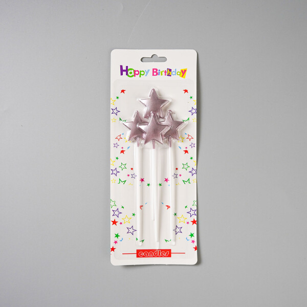 Dortová svíčka hvězda fialová 4ks