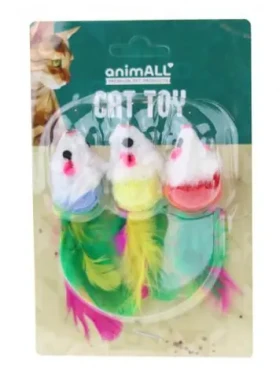 AnimALL Hračka Cat Myška s pírkem 3 ks (114036)