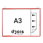Djois rámeček s kapsou a dvěma očky, A3, otevřený bokem, červený, 5 ks