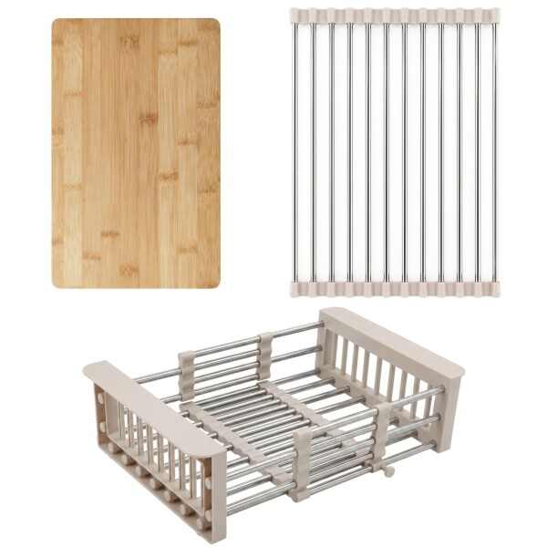 REA - Sada dřezových doplňků 3-dílná Beige KPL-09975