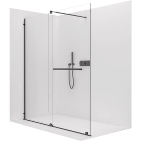 CERANO Sprchová zástěna Walk-in Medin L/P - 8 mm - černá matná, transparentní sklo - 170x195 cm - dvoudílná posuvná