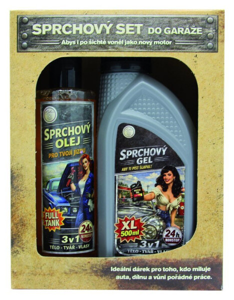 Dárkové baleni Retro industrial stříbrné (sprchový olej, sprchový gel 3v1)