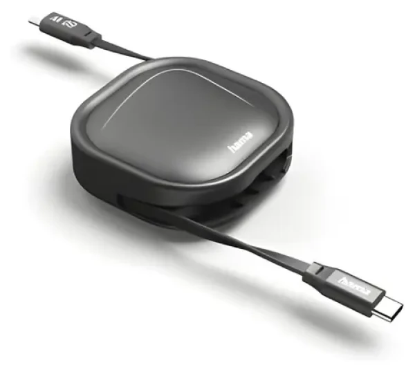 Hama USB-C černá / Navíjecí nabíjecí kabel / 60 W / 1 m