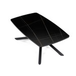 Stůl konferenční, deska slinutá keramika 120x70cm, černý mramor, nohy černý kov