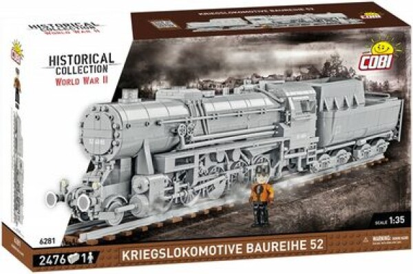 COBI 6281 World War II 1:35 Parní lokomotiva Kriegslokomotive Baureihe 52 s tendrem