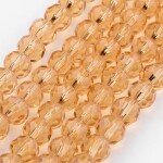 Broušené korálky - průsvitné - světle medové - 6 mm - 10 ks