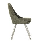 Židle jídelní, zelená látka, kovové nohy, broušená nerez.