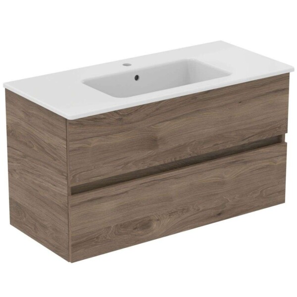 IDEAL STANDARD - Eurovit+ Skříňka s umyvadlem, 55x100x44 cm, 2 zásuvky, ořech R0575Y9