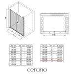 CERANO - Sprchové 2-křídlové dveře Antelo L/P - 6 mm - černá matná, transparentní sklo - 220x190 CER-482119