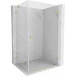 MEXEN/S - Lunar-B L sprchový kout dveře křídlové pravá 90 x 80, transparent, zlato kartáčovaná 832L-090-080-55-00-P