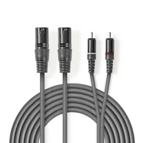 Nedis Vyvážený Audio kabel 2x XLR 3pinový (M) - 2x RCA (M) 3.00 m tmavě šedá (COTH15210GY30)
