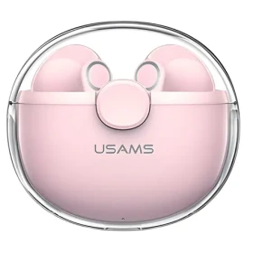 USAMS BHUBU04 TWS růžová / Bezdrátová sluchátka do uší / Bluetooth 5.1 / 30 mAh + 300 mAh (BHUBU04)