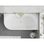 MEXEN/S - Silo volně stojící rohová vana pravá reliéf 150 x 75, bílá, sifon a přepad zlatá kartáčovaná 52891507500P-55