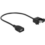 Delock USB 2.0 prodlužovací kabel plochý zahnutý [1x USB 2.0 zástrčka A - 1x USB 2.0 zásuvka A] 1.00 m černá oboustranně zapoji