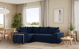 FRONTI Rohová rozkládací sedačka MALAGA modrá - CORD 205.03 17811
