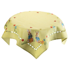 Středový ubrus s výšivkou KRÁLÍK V MODRÉM SAKU 85 x 85 cm