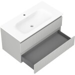MEXEN/S - Rivel koupelnová skříňka 90 cm s umyvadlem Vela, 2 zásuvky, reliéf , šedá mat/bílá mat 91A20-09047-2-BFF62-W23M01