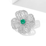 Luxusní květinová brož Erina - smaragdový zirkon, Zelená