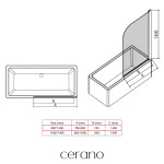 CERANO - Vanová zástěna jednodílná Chiara L/P - černá/transparentní sklo - 80x140 - otočná CER-476846