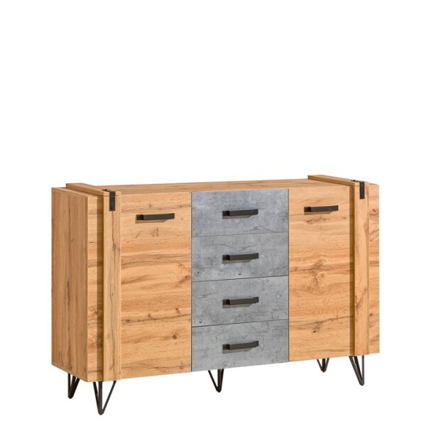 FRONTI Komoda LOFTER 05 beton millenium + dub wotan