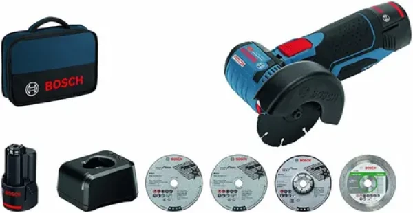 BOSCH GWS 12V-76 Professional - 2x 2.0 Ah / Aku úhlová bruska / 12V / 76 mm / 19.500 ot-min / 2x2.0 Ah / příslušenství (06019F200C)