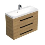 Koupelnová skříňka s černou úchytkou a umyvadlem SAT Cube Way 100x71x40 cm dub Hickory mat CUBE2C1003DH CUBE2C1003DH
