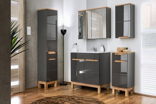COMAD - Skříňka pod umyvadlo 60cm 2 dvířka BALI GRAPHITE 5907611647585