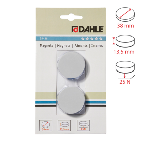 Dahle magnet přídržný, Ø 38 mm, 25 N, 2 ks, bílý