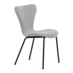 Židle jídelní, stříbrná látka, nohy černý kov