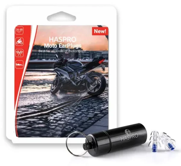 Haspro Moto průhledná-modrá / Špunty do uší / pro motocyklisty / SNR 26 dB / silikonové / 1 pár