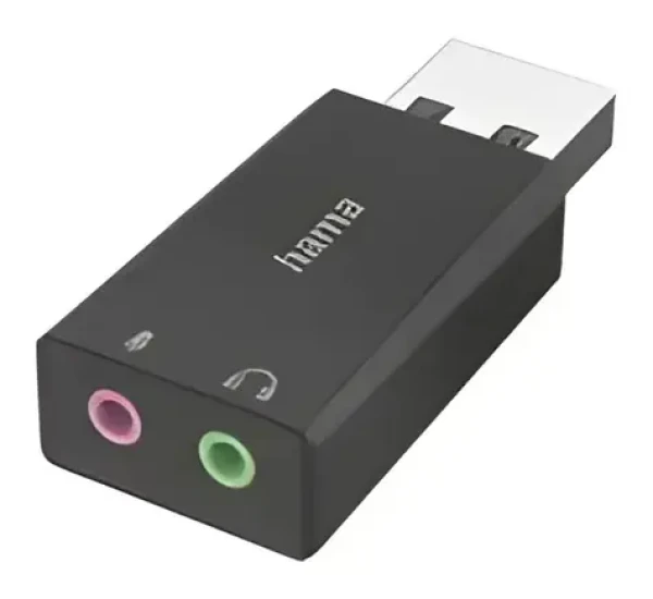 Hama USB zvuková karta černá / Zvuková karta / USB-A / 2x 3,5 mm jack / stereo (00200323)