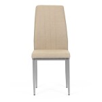 Židle jídelní, béžová látka, šedé kovové nohy