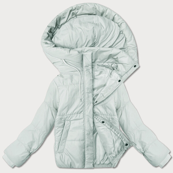 Krátká dámská bunda ve světle pistácijové barvě s kapucí J Style (16M9237-176) odstíny zelené L (40)