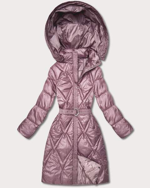 Růžový prošívaný kabát pro přechodné období s kapucí Goodlookin (Y3-9215-52) odstíny růžové XXL (44)