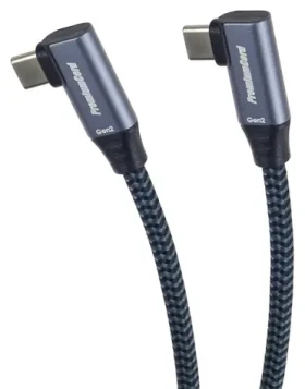 PremiumCord USB-C 2x zahnutý kabel šedá / Datový kabel / USB 3.2 Gen 2x2 / 20 Gbit/s / 100 W / 2 m (ku31cj2)