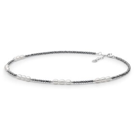Stříbrný náhrdelník Adelina - terahertz, perla, stříbro 925/1000, 38 cm + 3 cm (prodloužení) Bílá