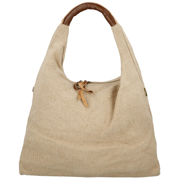 Trendy dámská textilní kabelka na rameno Alice, tmavě béžová