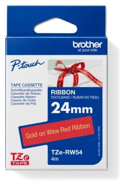 Brother TZE-RW54 páska vínově červená / zlatý tisk / šířka 24mm / 4m (TZERW54)