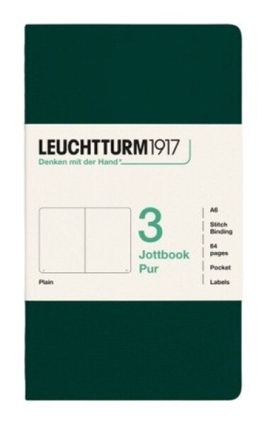 Zápisník Jottbook pur A6, 64l, čistý, Forest Green, 3ks