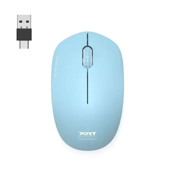 PORT CONNECT Wireless COLLECTION azurová / bezdrátová myš / USB-A/USB-C dongle / 2.4Ghz / 1600 DPI     (900544)
