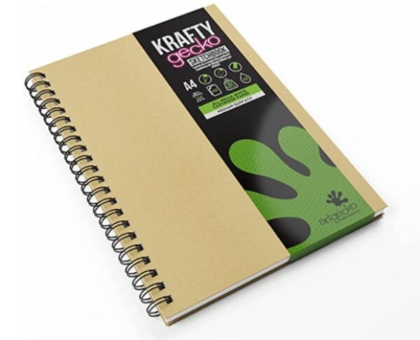 Sketchbook ARTGECKO Krafty, A4 na výšku, 40 bílých listů, 150g